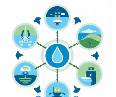 水のリサイクルシステムを示すクリーンなインフォグラフィック